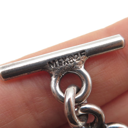 925 Sterling Silver Vintage Mexico Modernist Flower Link Bracelet 6.25"