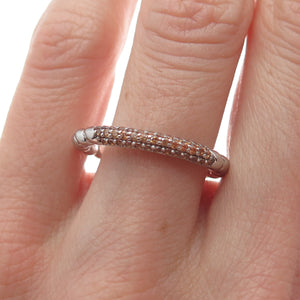 925 Sterling Silver Round-Cut Shaped Brandy C Z Twisted Ring Size 7.5