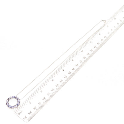 925 Sterling Silver Real Tanzanite Circle of Life Cable Chain Necklace 18"