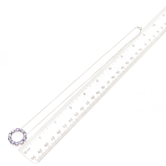 925 Sterling Silver Real Tanzanite Circle of Life Cable Chain Necklace 18"
