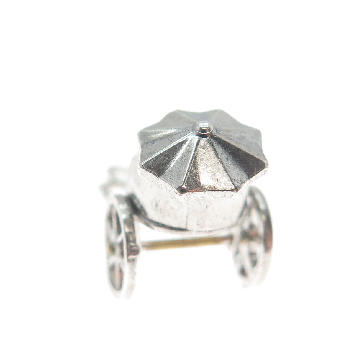 925 Sterling Silver 2-Tone Antique Rickshaw Carriage 3D Pendant