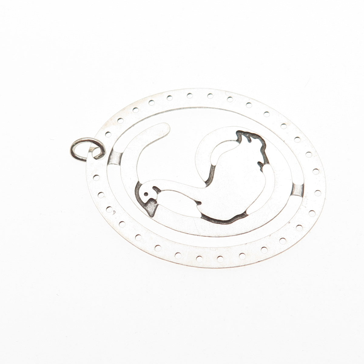 925 Sterling Silver Vintage Number 6 Duck Charm Pendant