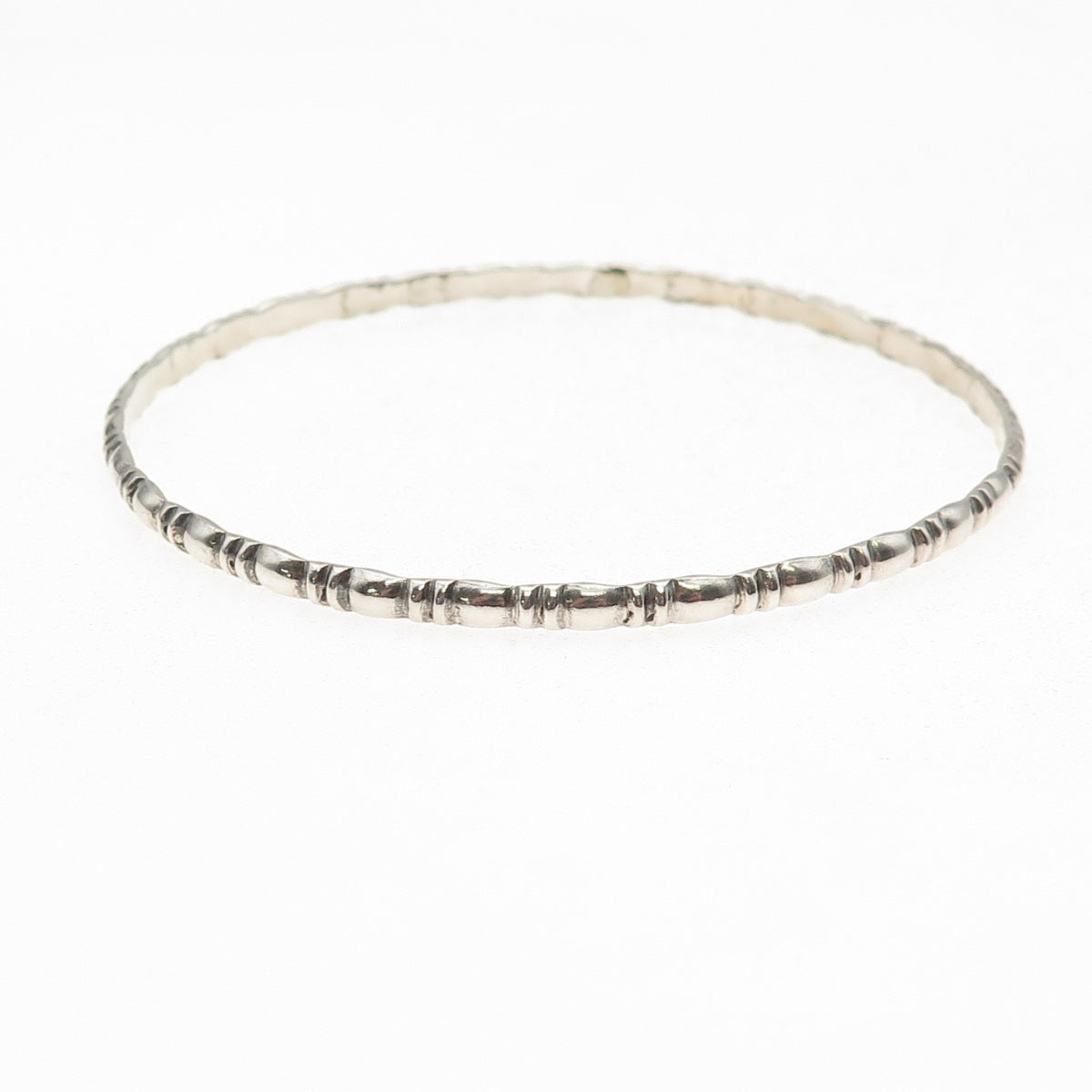 925 Sterling Silver Antique Art Deco Stackable Oxidized Bangle Bracelet 8.25"