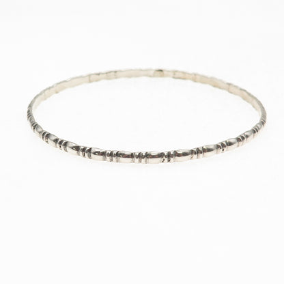 925 Sterling Silver Antique Art Deco Stackable Oxidized Bangle Bracelet 8.25"