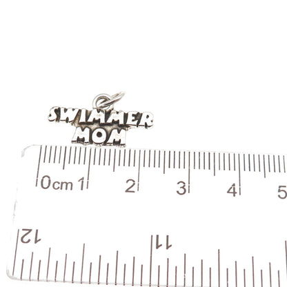 Sundancer 925 Sterling Silver Vintage Swimmer Mom Oxidized Mini Charm Pendant