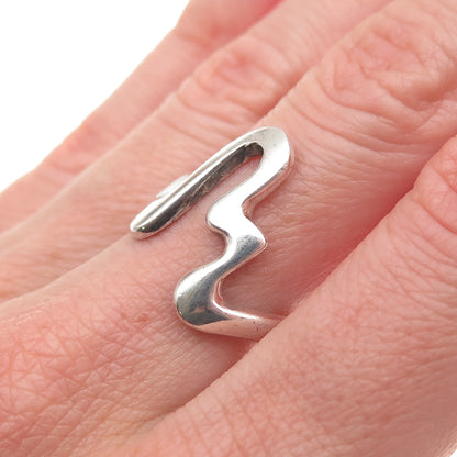 925 Sterling Silver Vintage Modernist Oxidized Ring Size 7.5