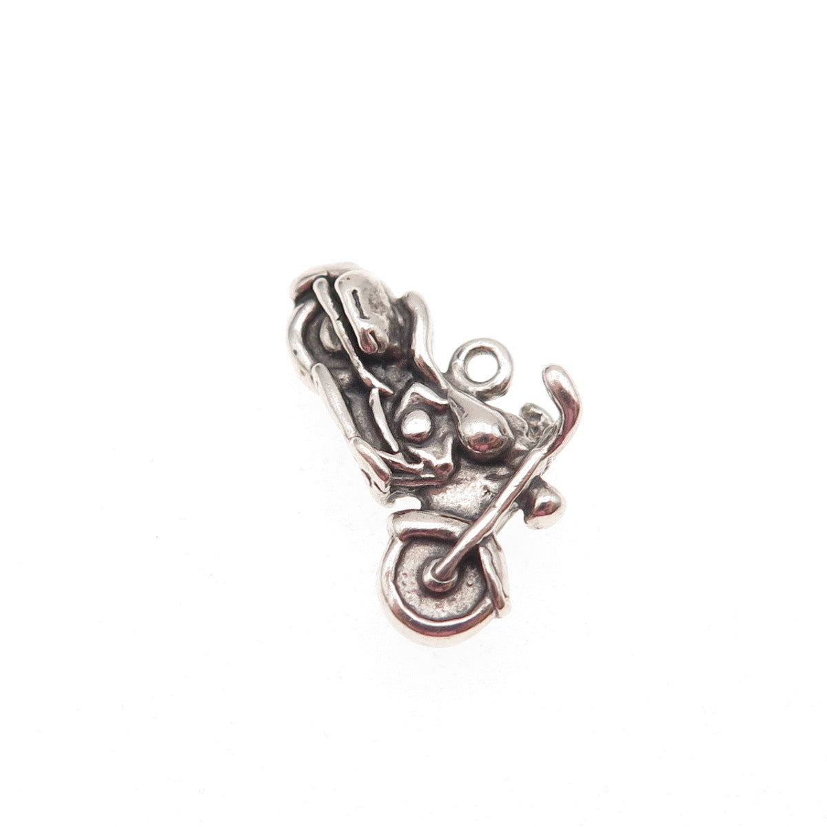 925 Sterling Silver Vintage Motorcycle Oxidized 3D Charm Pendant