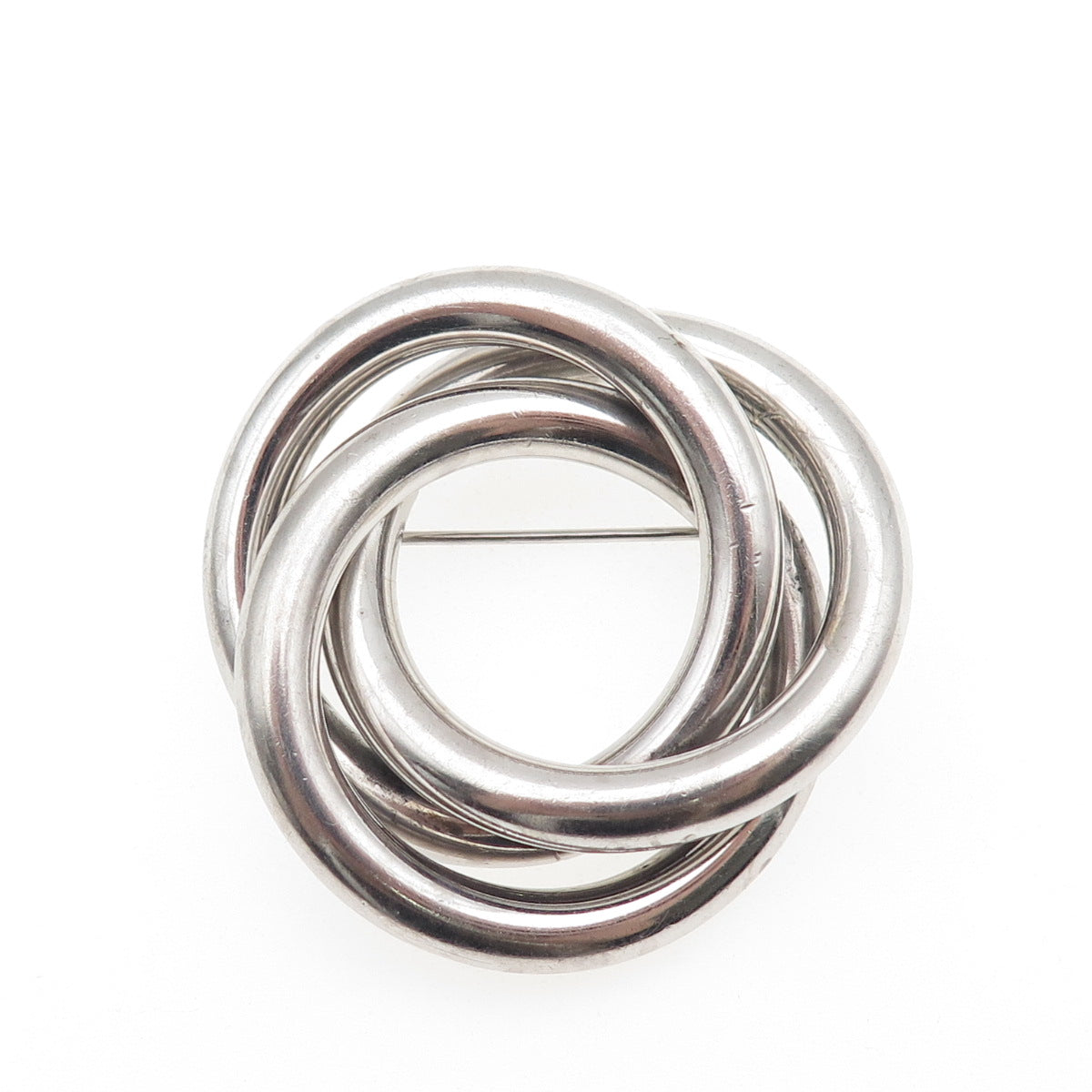 Harry S. Bick 925 Sterling Silver Vintage Modernist Interlocked Trinity Brooch