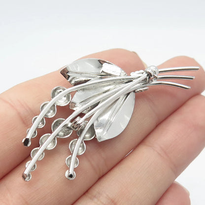 925 Sterling Silver Vintage Carl Art Floral Pin Brooch