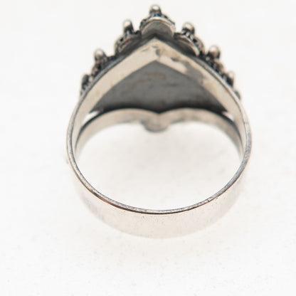 830 Silver Vintage IF Scandinavia Modernist Cannetille Oxidized Ring Size 4.75