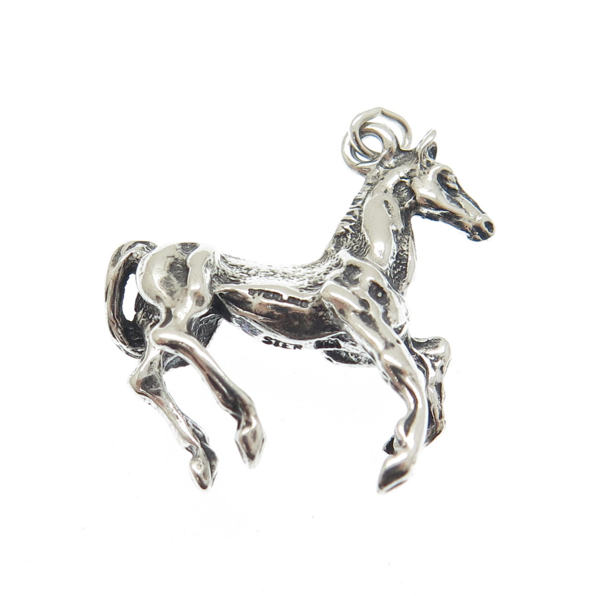 925 Sterling Silver Vintage Wild Horse Oxidized Charm Pendant