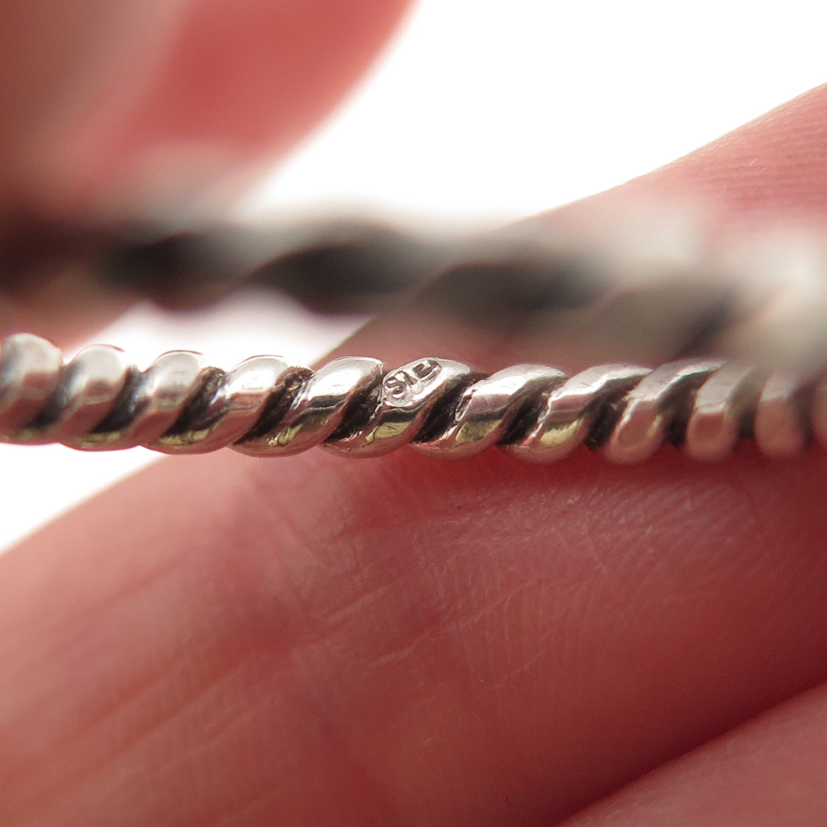 925 Sterling Silver Vintage Oxidized Twisted Stackable Band Ring Size 9