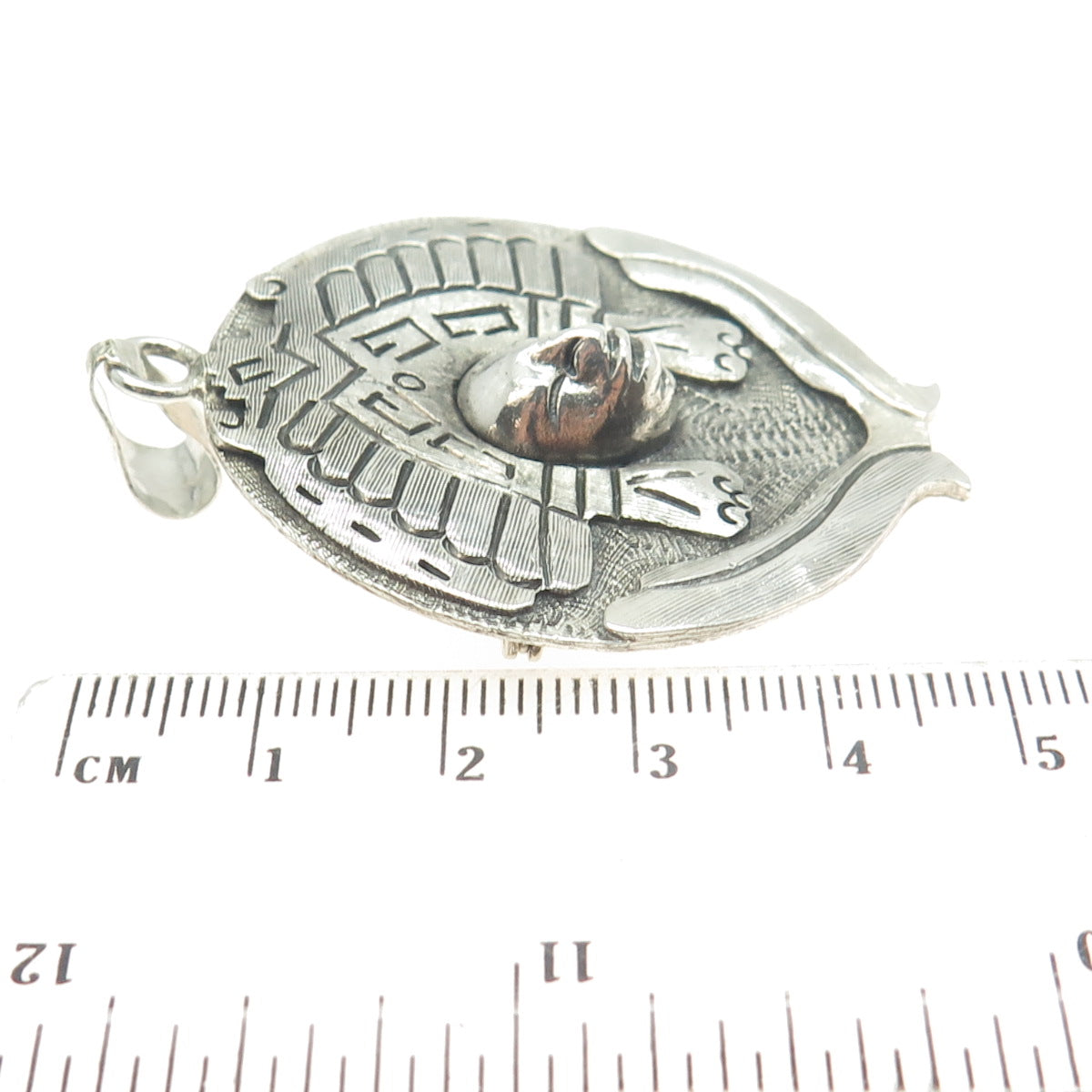 925 Sterling Silver Vintage Mexico Aztec Goddess Tribal Pin Brooch / Pendant