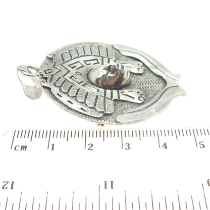 925 Sterling Silver Vintage Mexico Aztec Goddess Tribal Pin Brooch / Pendant