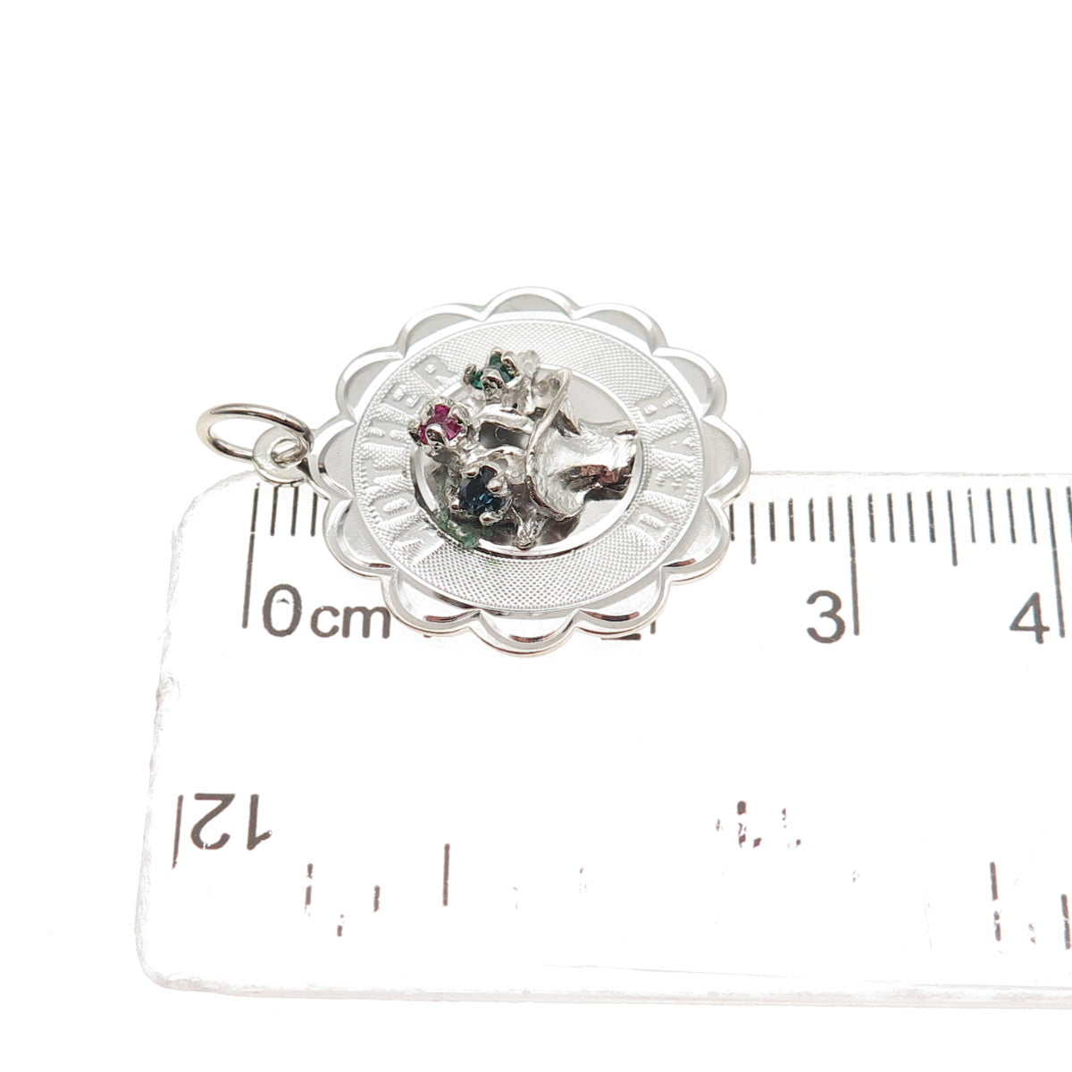 Crea 925 Sterling Silver Vintage Rhinestone Dear Mother Charm Pendant