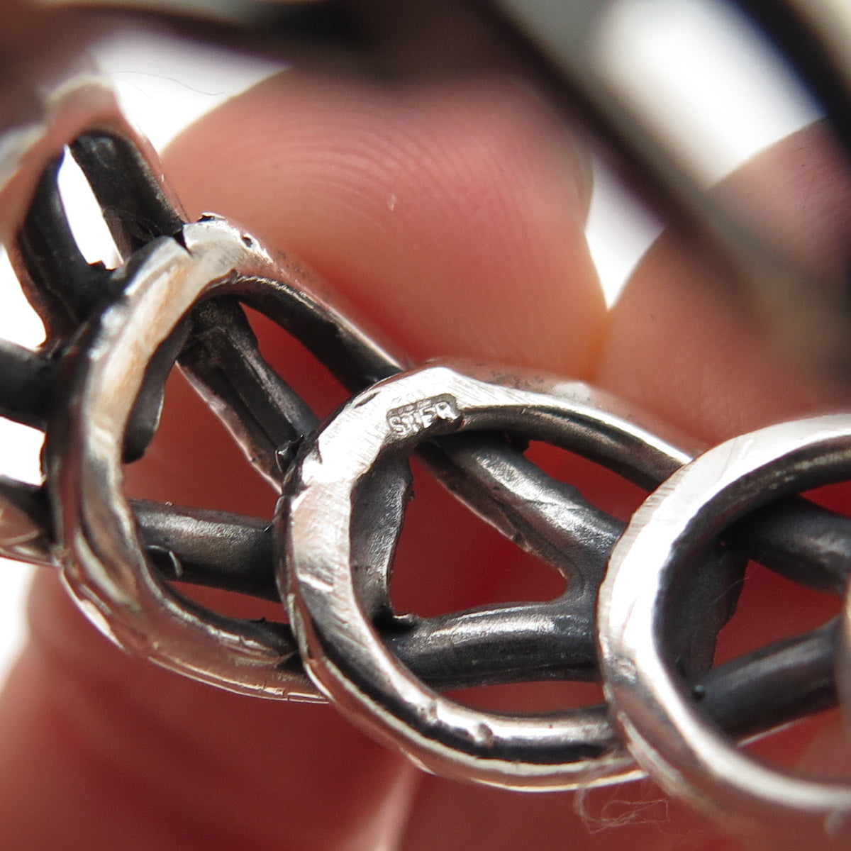 925 Sterling Silver Vintage Interlocked Overlap Band Ring Size 10.5