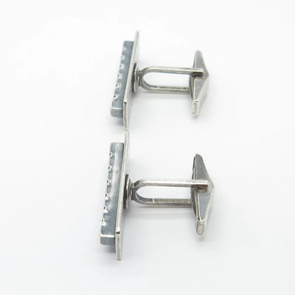 925 Sterling Silver Vintage LORE Elongated Rectangle Cufflinks