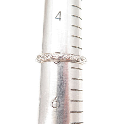 925 Sterling Silver Antique Art Deco Floral Oxidized Band Ring Size 5
