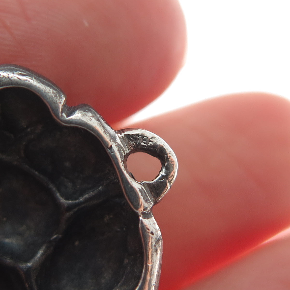 925 Sterling Silver Vintage Floral Oxidized Jacket Earrings