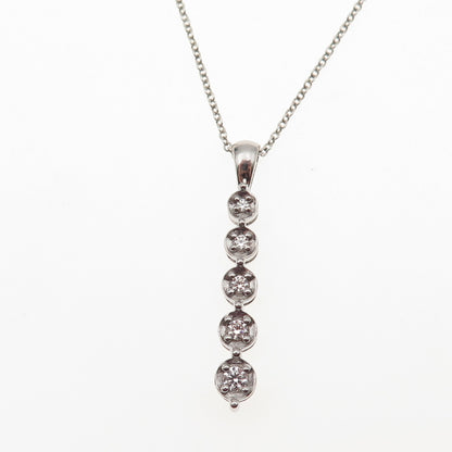 925 Sterling Silver Round-Cut C Z Graduated Drop Cable Chain Necklace 18"