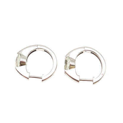 DBJ Dee Berkle 925 Sterling Silver Real Round-Cut Green Amethyst Hoop Earrings