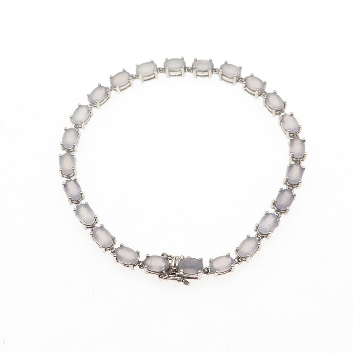 Chapal Zenray 925 Sterling Silver Real Oval-Cut Chalcedony Bracelet 7"