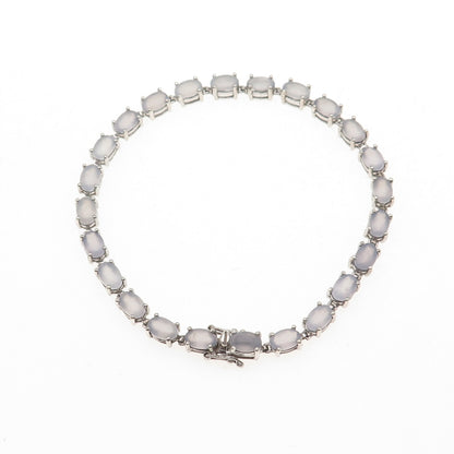 Chapal Zenray 925 Sterling Silver Real Oval-Cut Chalcedony Bracelet 7"