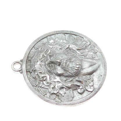 THEDA 925 Sterling Silver Vintage Engraved Jesus Religious Medal Pendant