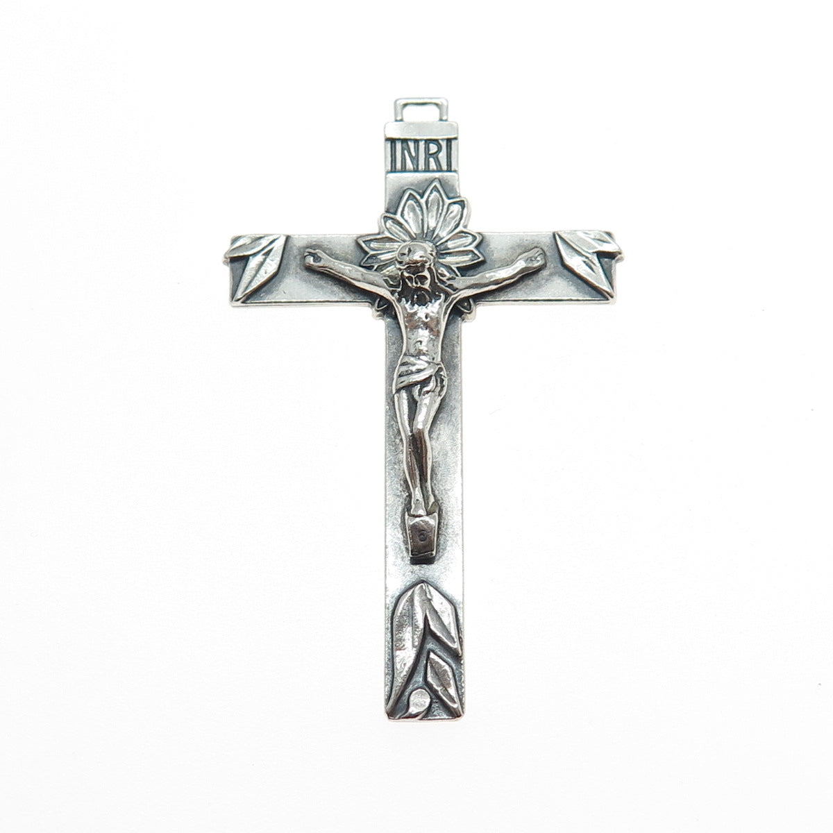 925 Sterling Silver Vintage Crucifix Cross Oxidized Charm Pendant