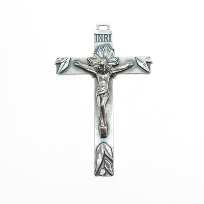 925 Sterling Silver Vintage Crucifix Cross Oxidized Charm Pendant