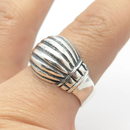 925 Sterling Silver Vintage Ribbed Ring Size 9.5