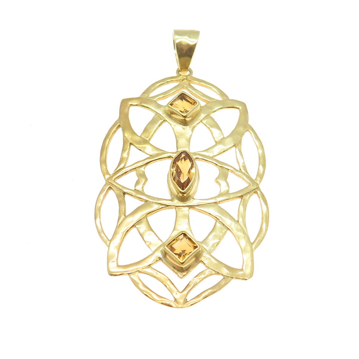 SARA BLAINE Willow House 925 Sterling Silver Gold Plated Vintage Citrine Pendant