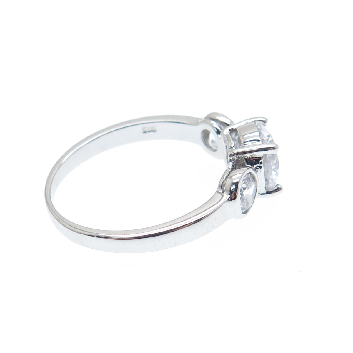 925 Sterling Silver Round-Cut C Z Engagement Ring Size 8