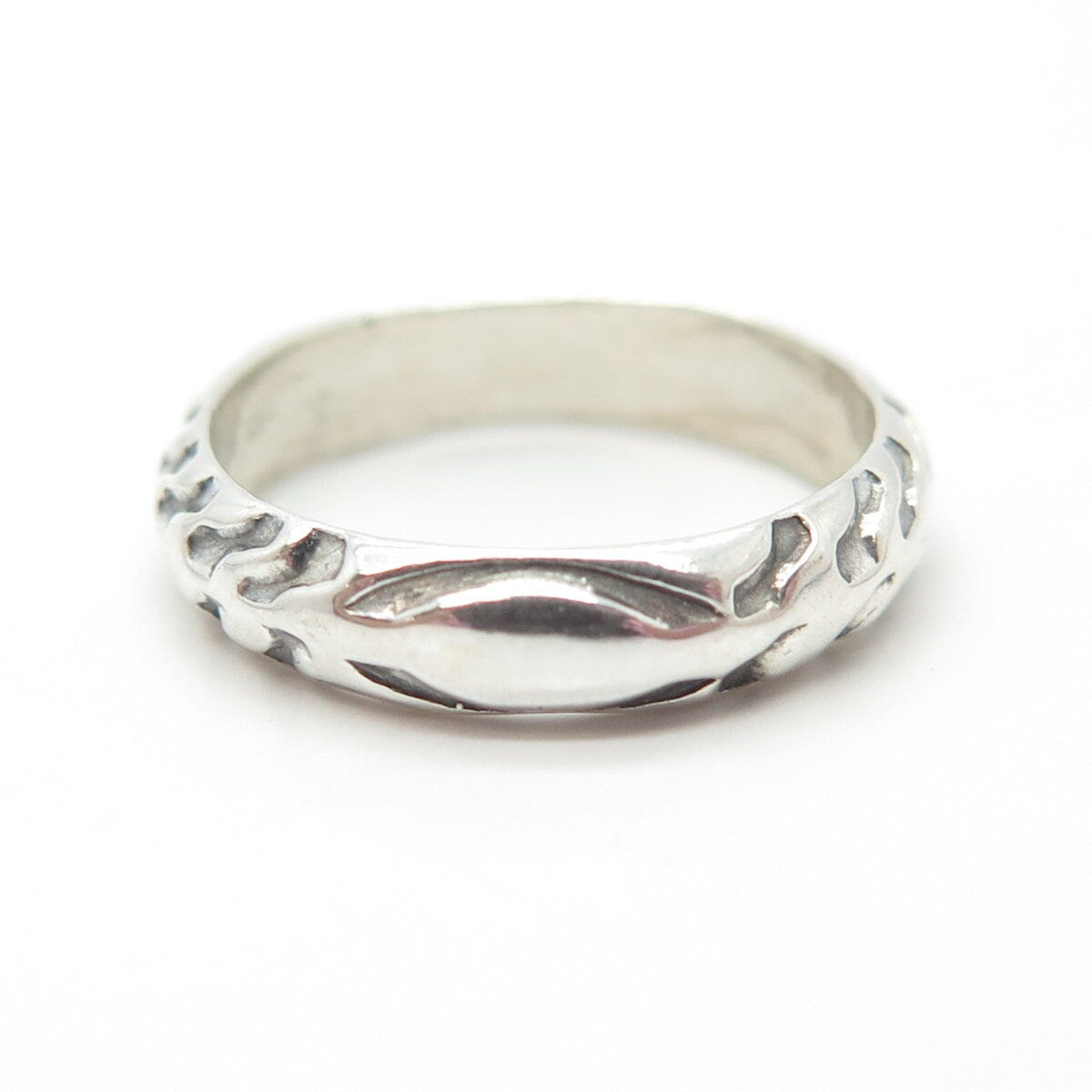 925 Sterling Silver Vintage Textured Band Ring Size 6.25
