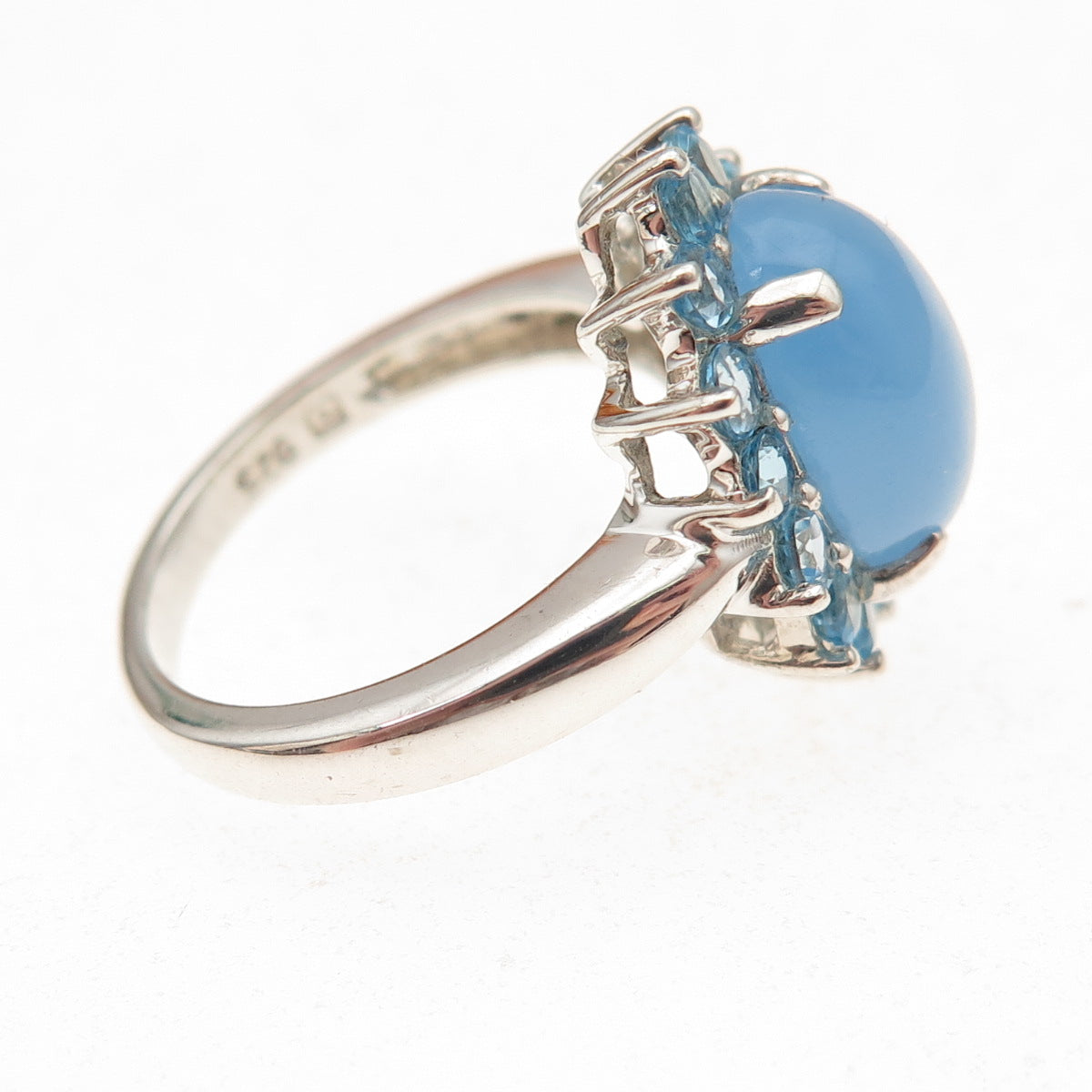 Michelle Albala 925 Sterling Silver Real Aquamarine & Blue Topaz Ring Size 6.25