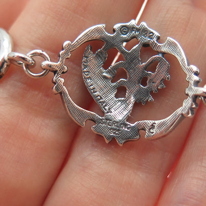FRANKLIN MINT Sterling 1/20 12K GF Vintage 1982 Flower Panel Link Bracelet 7.25"