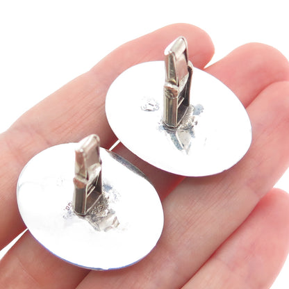 925 Sterling Silver Vintage Mexico Real Jasper Modernist Cufflinks