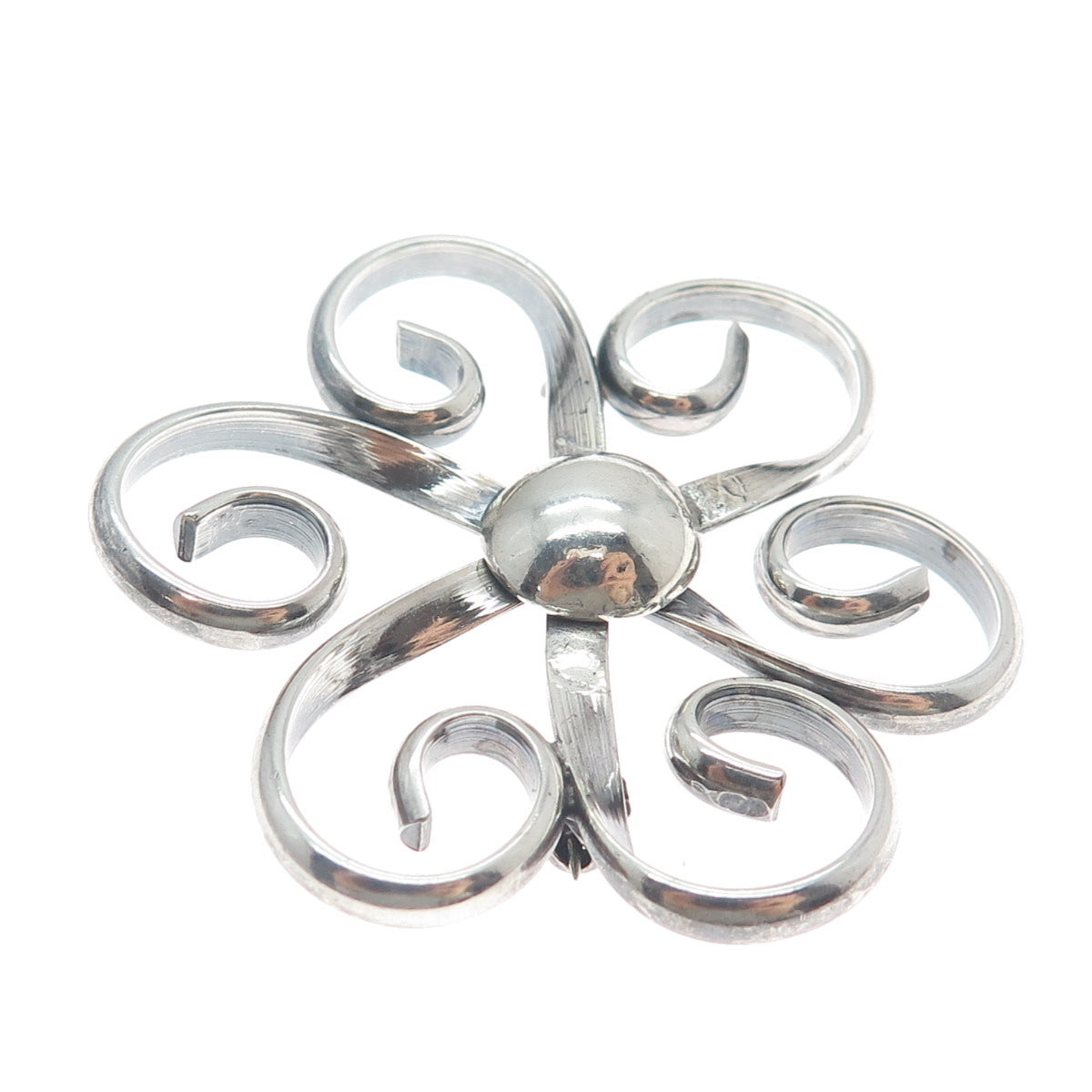 925 Sterling Silver Vintage Flower Modernist Pin Brooch