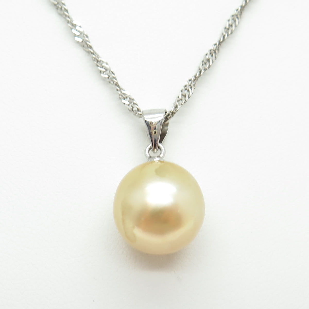 925 Sterling Silver Real Gold Pearl Singapore Chain Necklace 18-20"