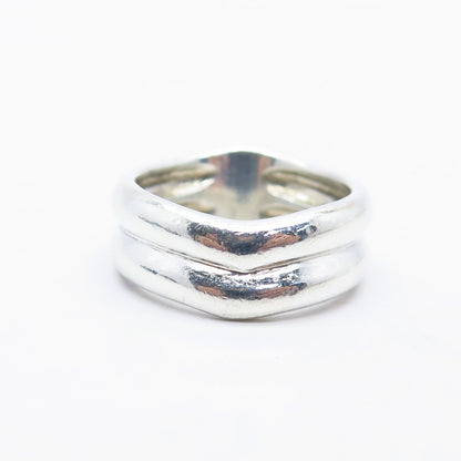 925 Sterling Silver Vintage V-Style Ring Size 7