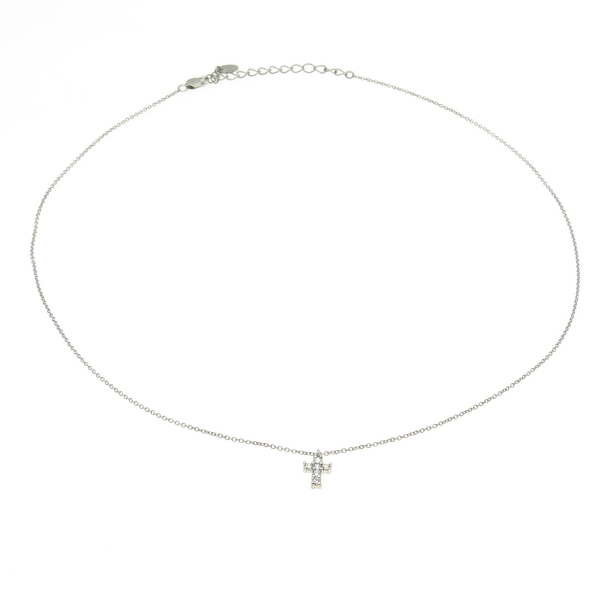 925 Sterling Silver Round-Cut C Z Cross Cable Chain Necklace 18-20"