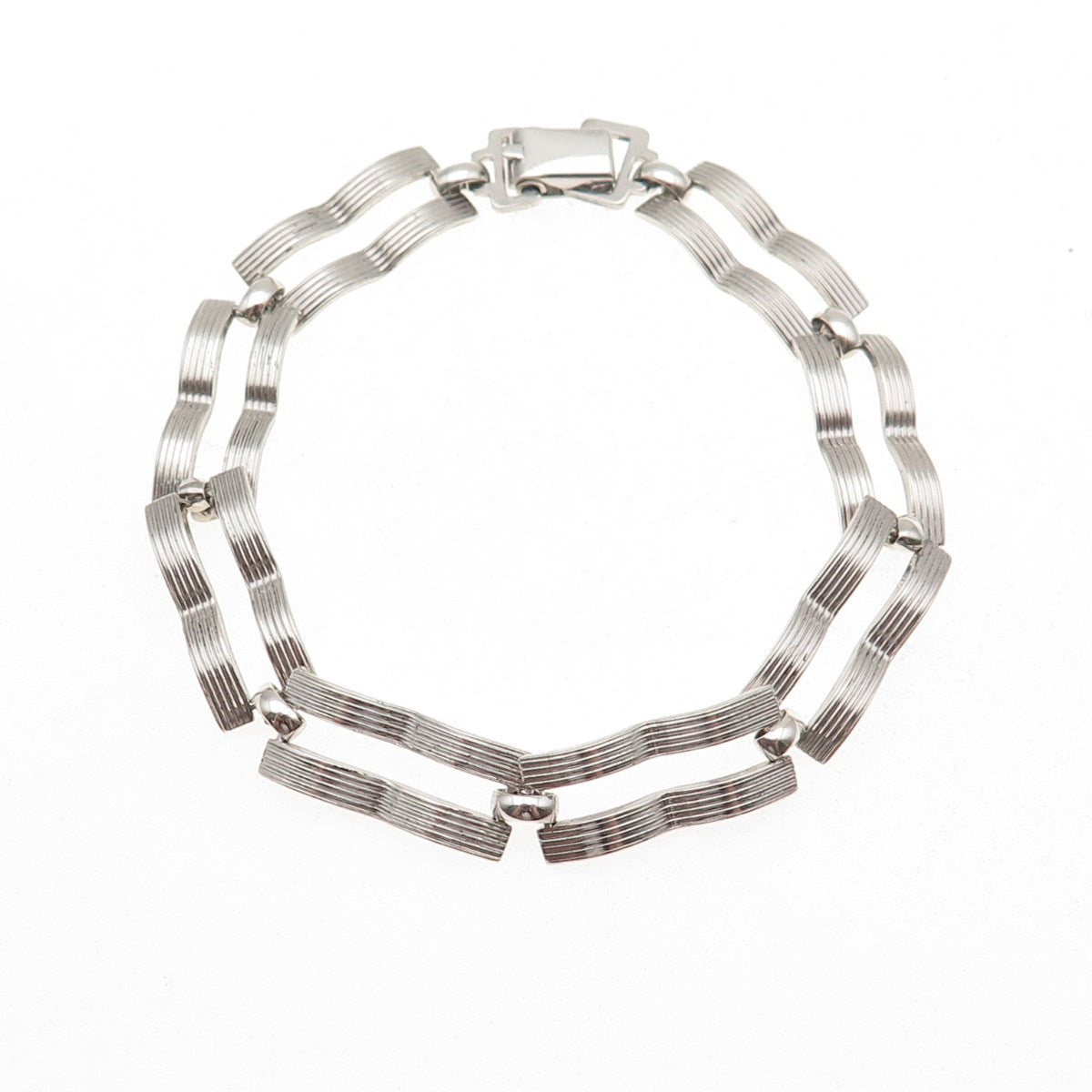 WRE W.E. Richards 925 Sterling Silver Vintage Razor Blade Link Bracelet 7"