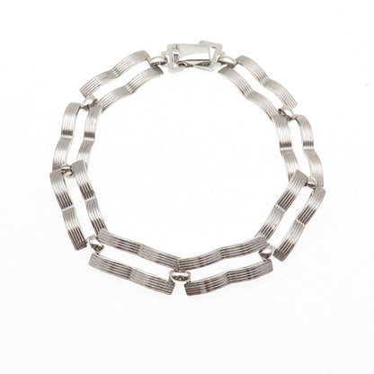 WRE W.E. Richards 925 Sterling Silver Vintage Razor Blade Link Bracelet 7"