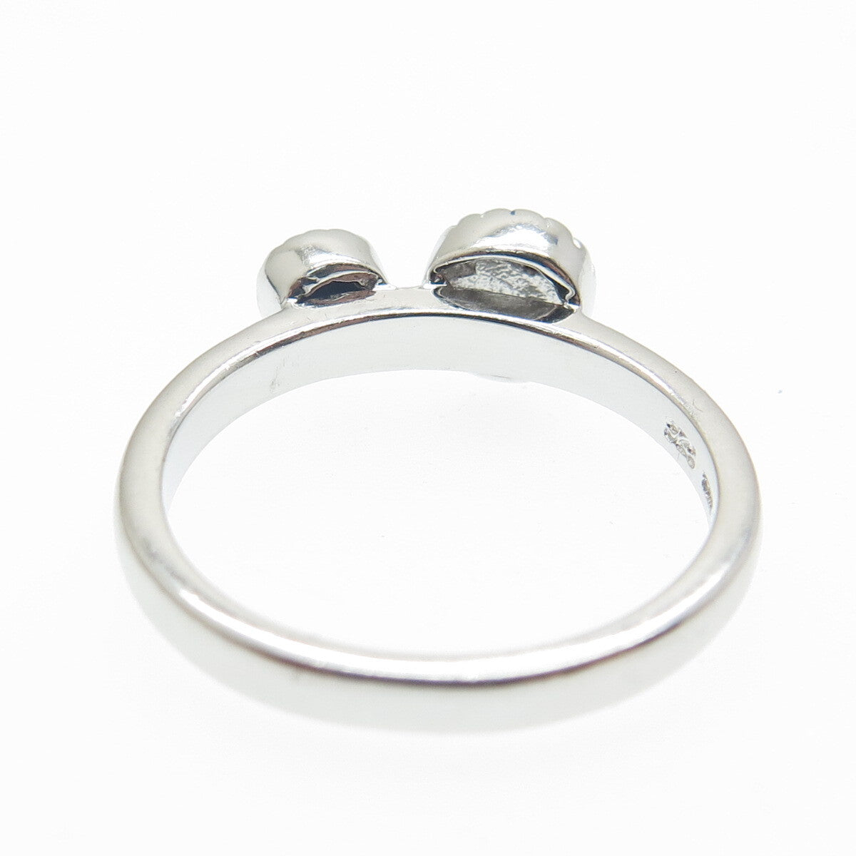 925 Sterling Silver Real Sapphire Gem & Colorful Enamel Evil Eye Ring Size 7.25