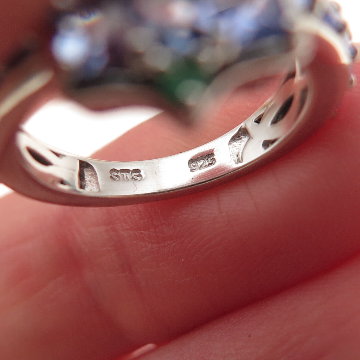 Chuck Clemency 925 Sterling Silver Real Tanzanite & Emerald Ring Size 5.25