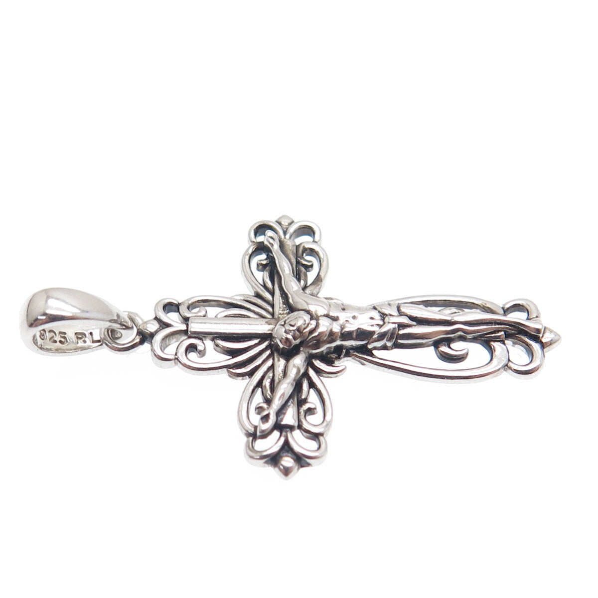REGINA LANE 925 Sterling Silver Ornate Crucifix Cross Religious Pendant