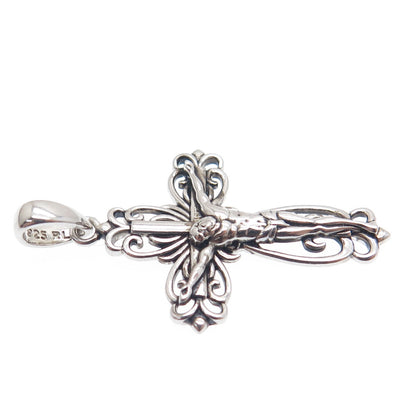 REGINA LANE 925 Sterling Silver Ornate Crucifix Cross Religious Pendant