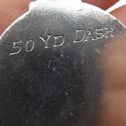 925 Sterling Silver Antique Art Deco Enamel Hoboken Athletic Meet Medal Pendant