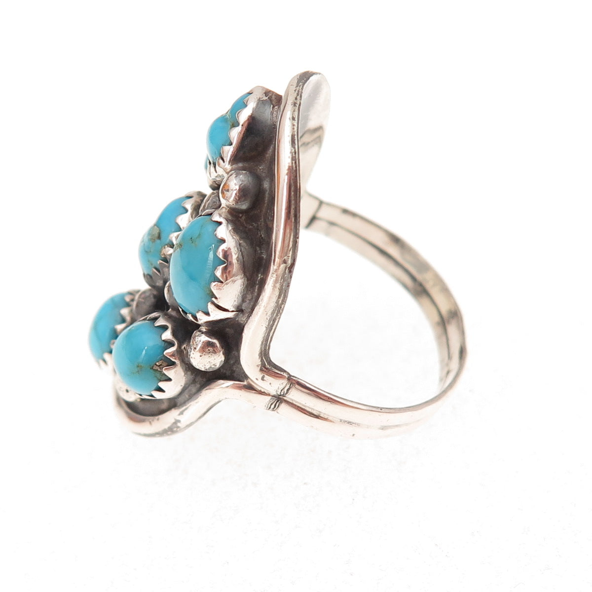 Les Hill Navajo Old Pawn Sterling Silver Vintage Turquoise Tribal Ring Size 9