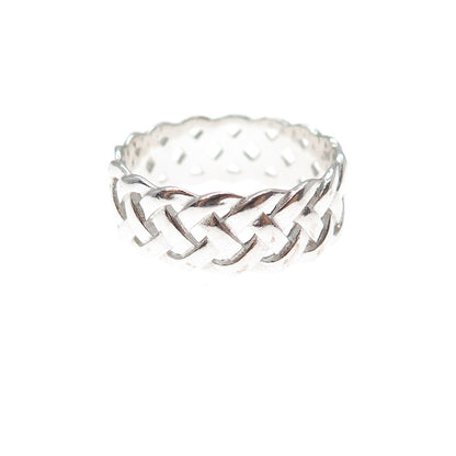 925 Sterling Silver Vintage Celtic Braided Band Ring Size 9.25